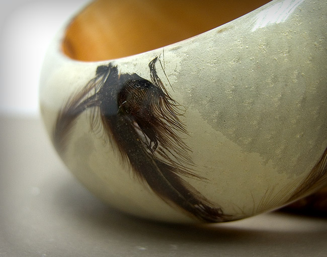 Skin Dyed Nude Wooden Bangle 