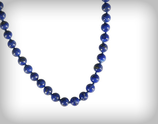 14k Yellow Gold 8mm Lapis Lazuli Bead Necklace